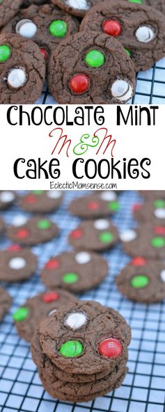 Chocolate Mint M&M Cake Batter Cookies