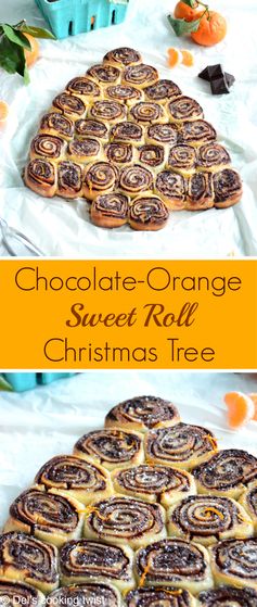 Chocolate Orange Sweet Roll Christmas Tree