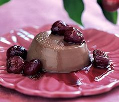 Chocolate Panna Cotta with Port- and Balsamic-Glazed Cherries