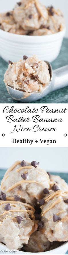 Chocolate Peanut Butter Banana Nice Cream (Healthy, Vegan, Gluten Free, Dairy Free