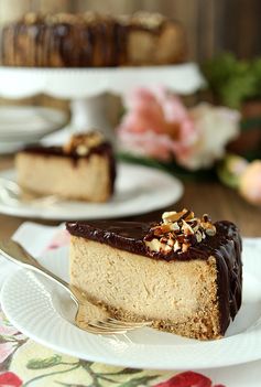 Chocolate Peanut Butter Cheesecake with Pretzel Crust