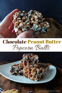 Chocolate Peanut Butter Popcorn Balls (GF