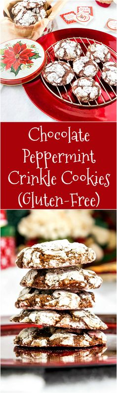 Chocolate Peppermint Crinkle Cookies (Gluten-Free