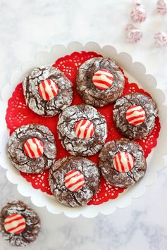 Chocolate Peppermint Kiss Crinkle Cookies