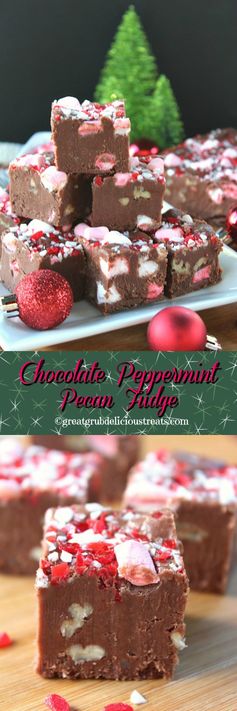 Chocolate Peppermint Pecan Fudge