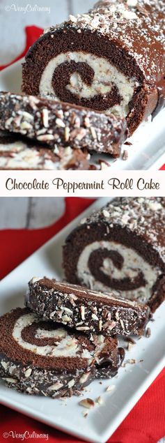 Chocolate Peppermint Roll Cake