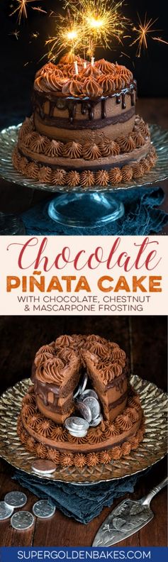 Chocolate Pinata Cake with Chocolate, Chestnut and Mascarpone frosting