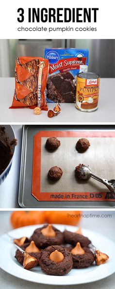 Chocolate pumpkin kiss cookies