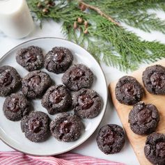 Chocolate Salted Rye Thumbprint Cookies