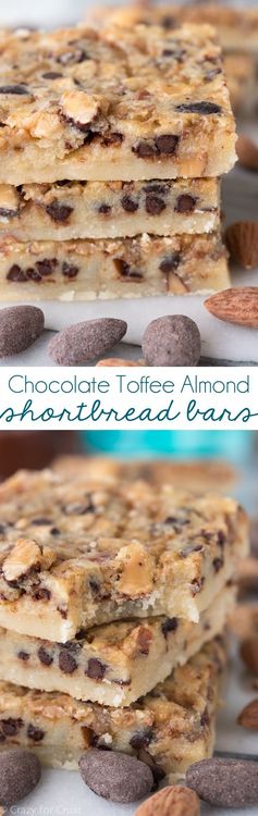 Chocolate Toffee Almond Shortbread Bars