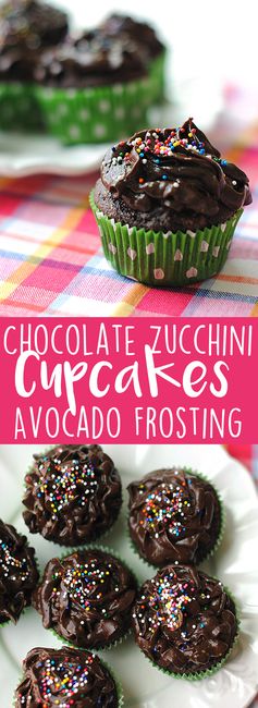 Chocolate Zucchini Cupcakes with Avocado Frosting