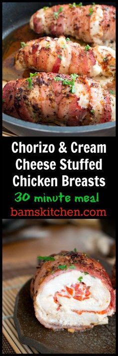 Chorizo and Cream Cheese Stuffed Chicken Breasts