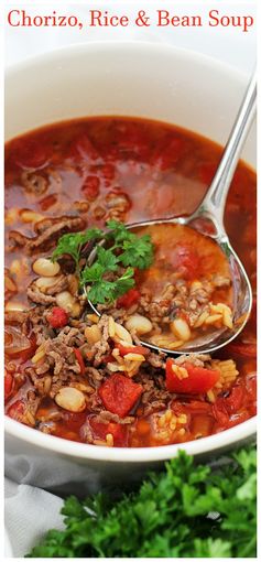 Chorizo, Rice and Bean Soup