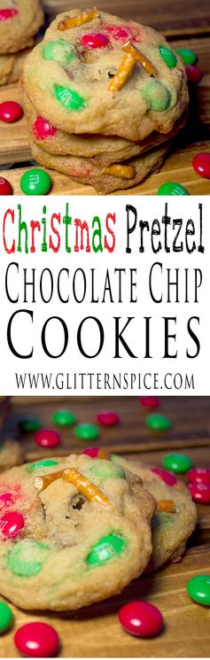 Christmas Chocolate Chip Pretzel Cookies