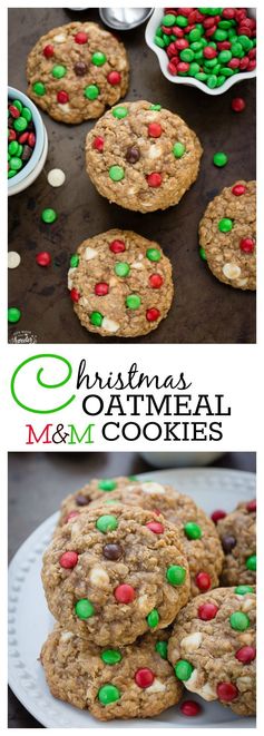 Christmas Oatmeal M&M Cookies