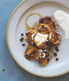 Cinnamon Raisin Bagel French Toast with Crème Fraîche