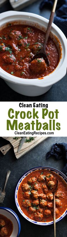 Clean Eating Crock Pot Spaghetti Sauce with Meatballs