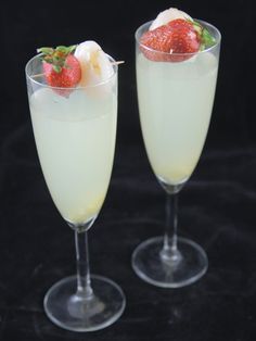 Cocktail litchi, gingembre et champagne