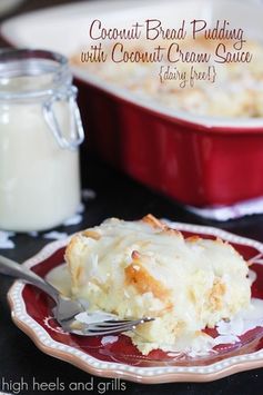 Coconut Bread Pudding with Coconut Cream Sauce