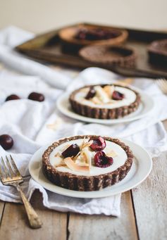 Coconut Custard Tarts with Raw Chocolate Macaroon Crust