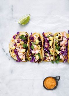 Coconut Marinated Salmon Tacos