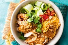 Coconut satay chicken noodle bowl