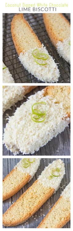 Coconut White Chocolate Dipped Lime Biscotti