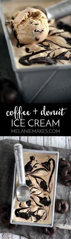 Coffee and Donut Ice Cream with Mocha Hot Fudge Swirl