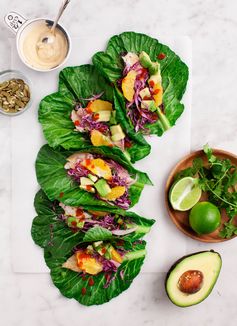 Collard Wrap Tacos with Citrus Slaw