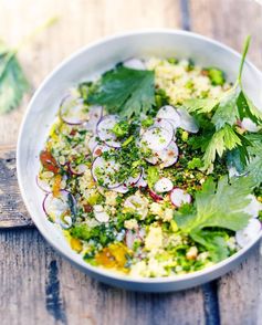 Couscous végétal, gremolata, persil, amandes et graines