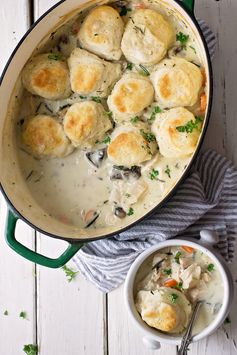 Cozy chicken and biscuit casserole