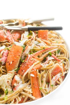 Crab Linguine in a White Wine Garlic Sauce