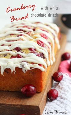 Cranberry Bread with White Chocolate Drizzle