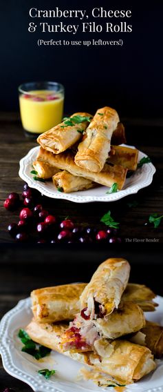 Cranberry, Cheese & Turkey Filo Rolls (Phyllo Rolls