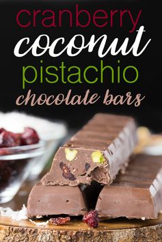 Cranberry Coconut Pistachio Chocolate Bars