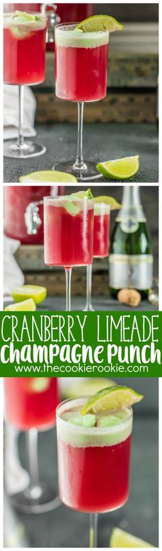 Cranberry Limeade Holiday Champagne Punch