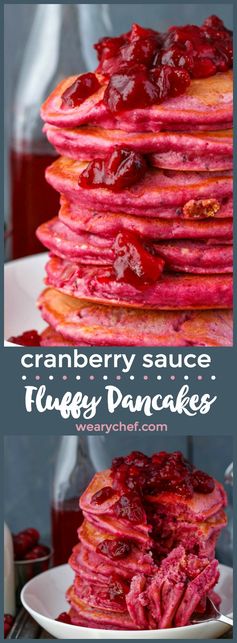 Cranberry Pancakes with Leftover Cranberry Sauce