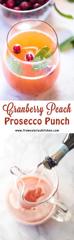 Cranberry Peach Prosecco Punch