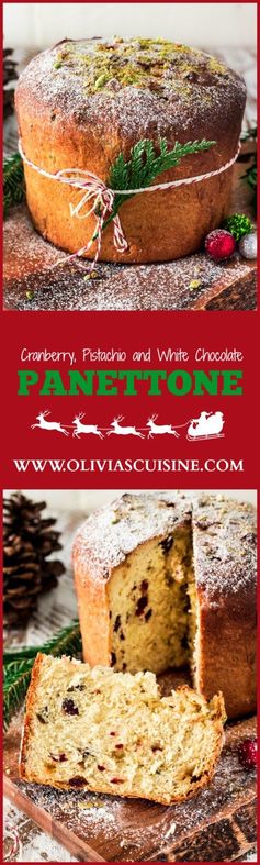 Cranberry, Pistachio and White Chocolate Panettone