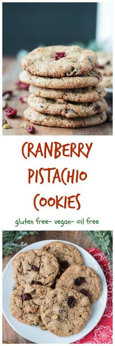 Cranberry Pistachio Cookies (gluten free, vegan