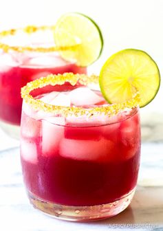 Cranberry Pomegranate Margarita with Spiced Rim