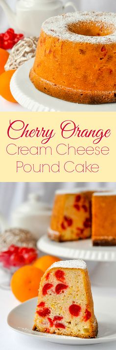 Cream Cheese Pound Cake with Cherries & Orange - moist & delicious