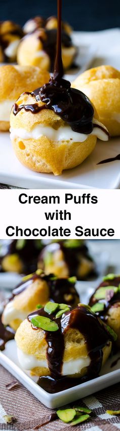 Cream Puffs with Chocolate Sauce