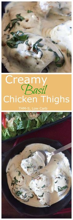 Creamy Basil Chicken Thighs (THM-S, Low Carb