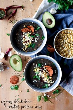 Creamy Black Bean and Roasted Poblano Soup