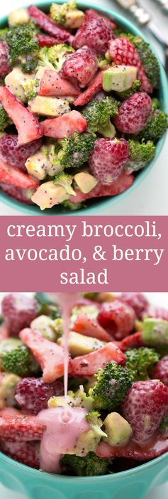 Creamy Broccoli, Avocado, and Berry Salad