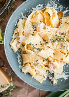 Creamy Leek and Pancetta Pappardelle for Two