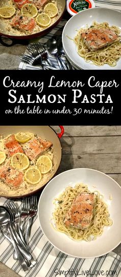 Creamy Lemon Caper Salmon Pasta