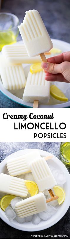 Creamy Limoncello Coconut Popsicles