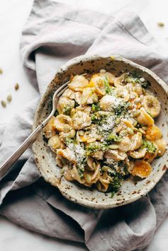 Creamy Parmesan Orecchiette with Butternut Squash and Broccolini